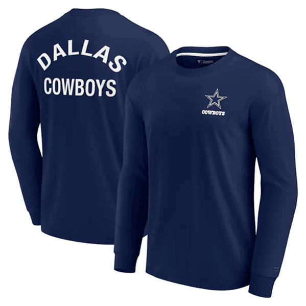 Men's Dallas Cowboys Navy Signature Unisex Super Soft Long Sleeve T-Shirt